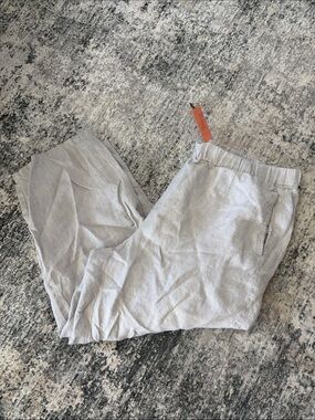 J. Jill Casual Linen Pants in Light Griege